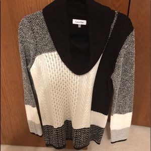 Calvin Klein Black and Cream Sweater